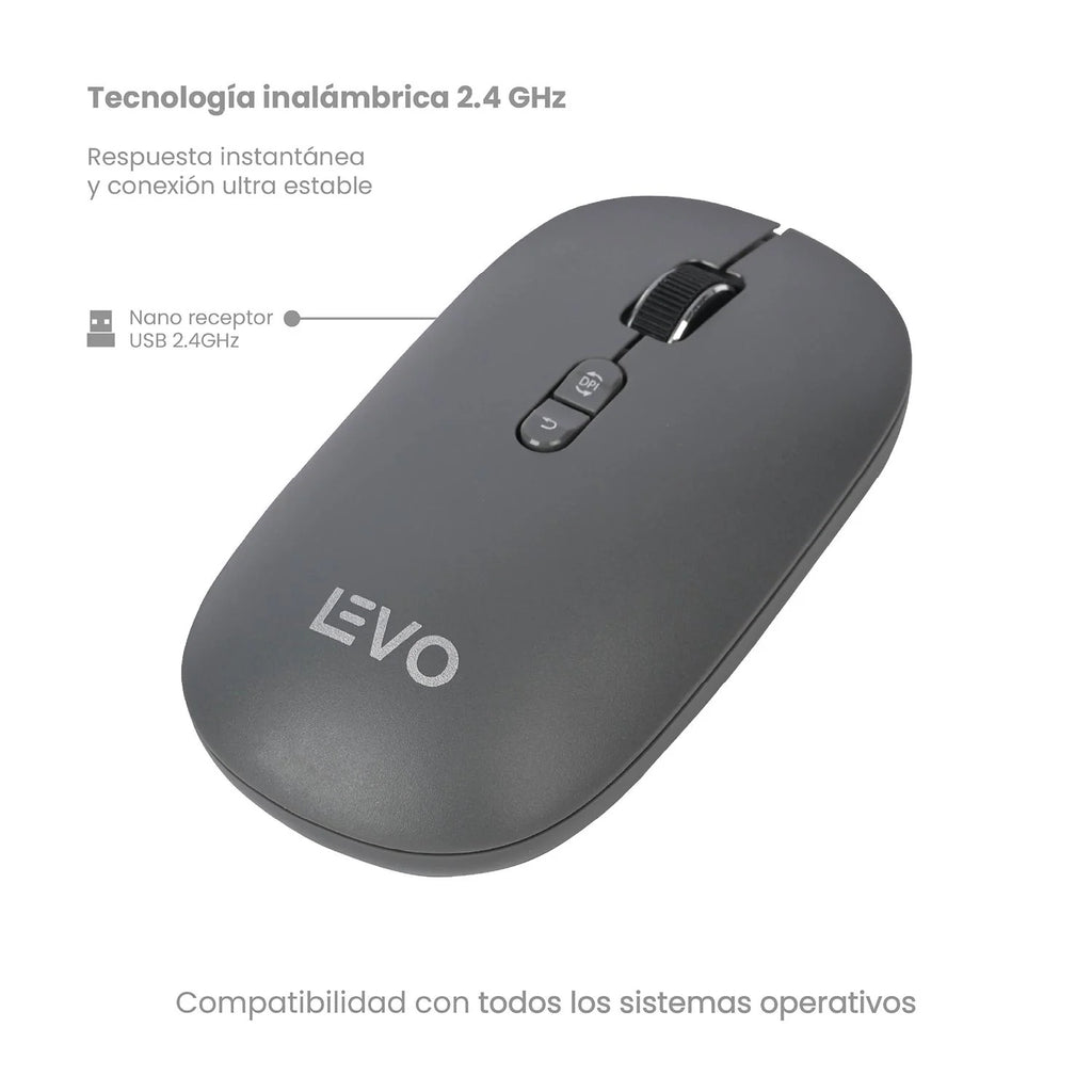 Teclado Slim Cygna + Mouse Slim Velar Grafito LEVO
