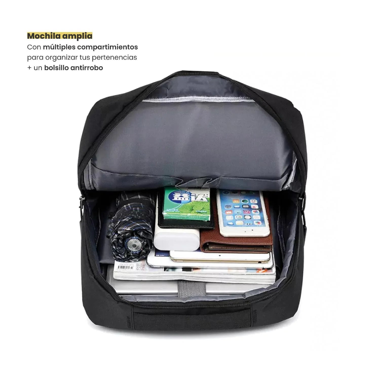 Mochila para Notebook con Puerto USB 15" Negra LEVO