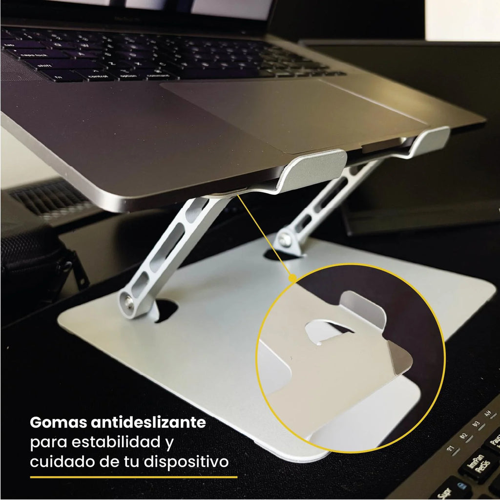 Soporte Base Alzador Notebook Plegable Ajustable Gris LEVO