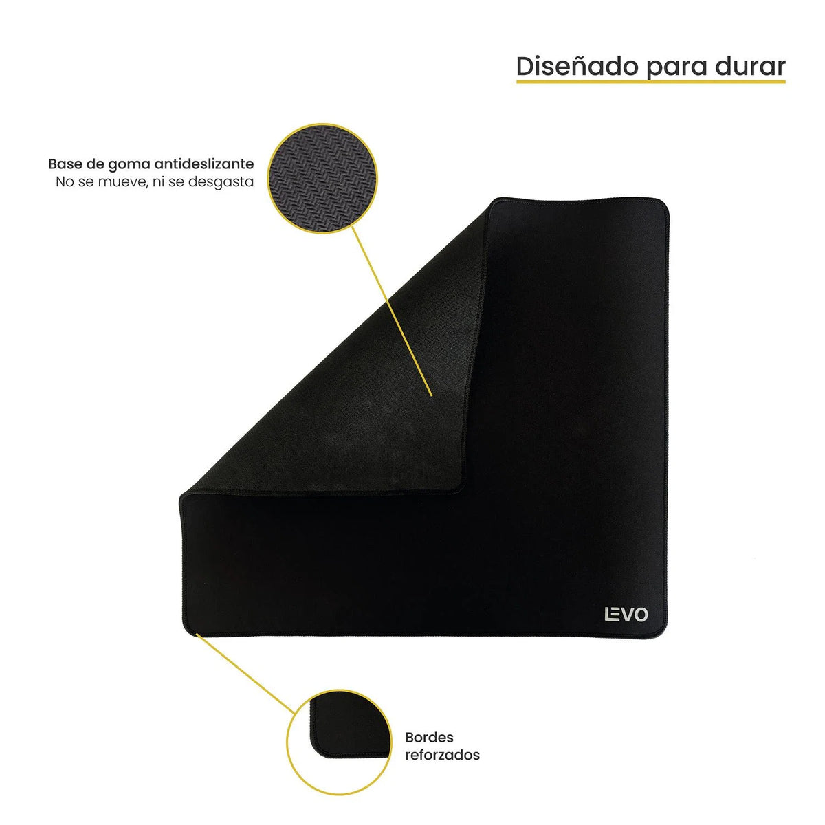 Mousepad Battlemat L 45x40 cm Antideslizante Negro LEVO