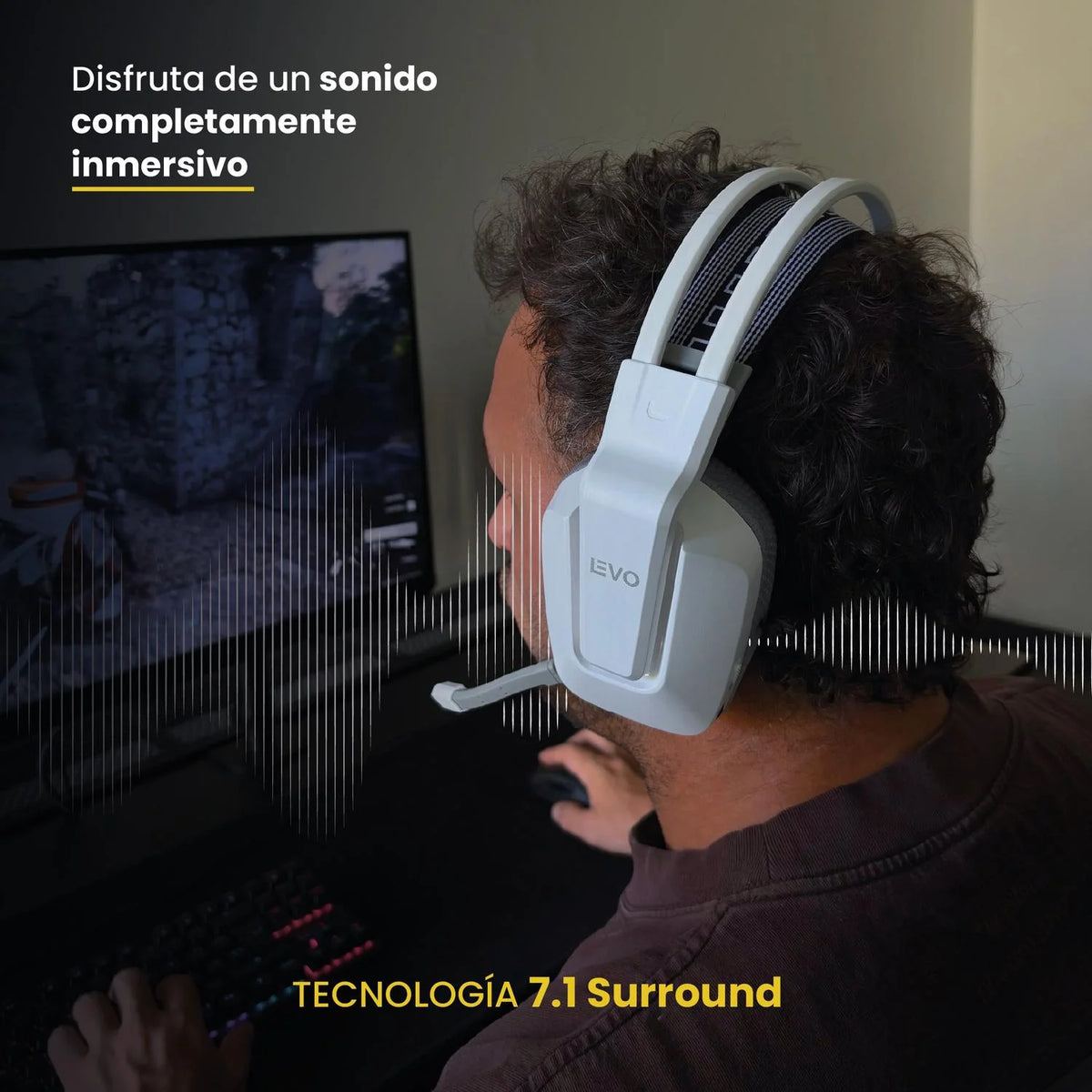 Audífono Gamer Inalámbrico Zenit Elite Bluetooth Rgb Bl Levo