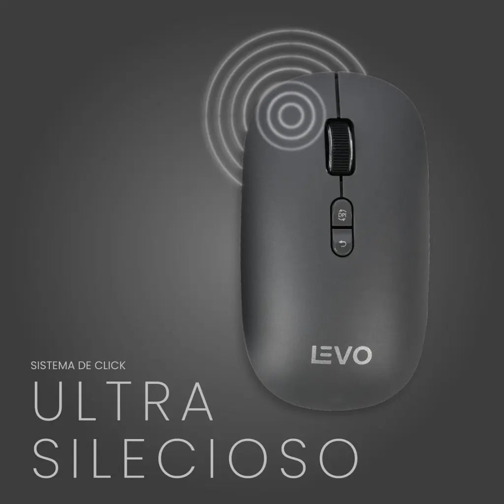 Mouse Inalámbrico Ultra Slim Silencioso Velar Grafito LEVO