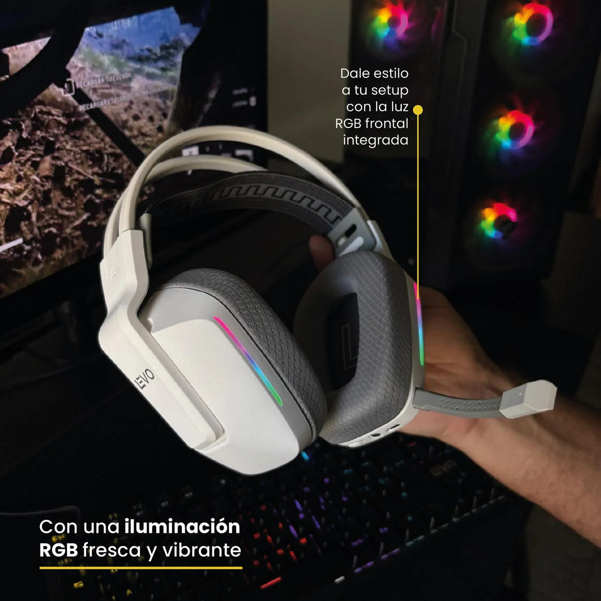 Audífono Gamer Inalámbrico Zenit Elite Bluetooth Rgb Bl Levo