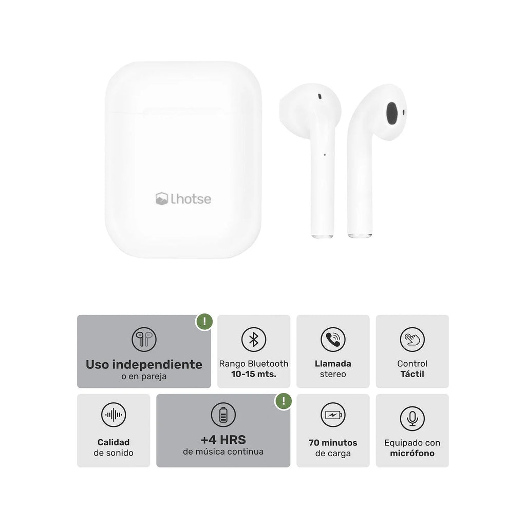 Audífonos Lhotse Bluetooth Inalámbrico Rm12 Blanco