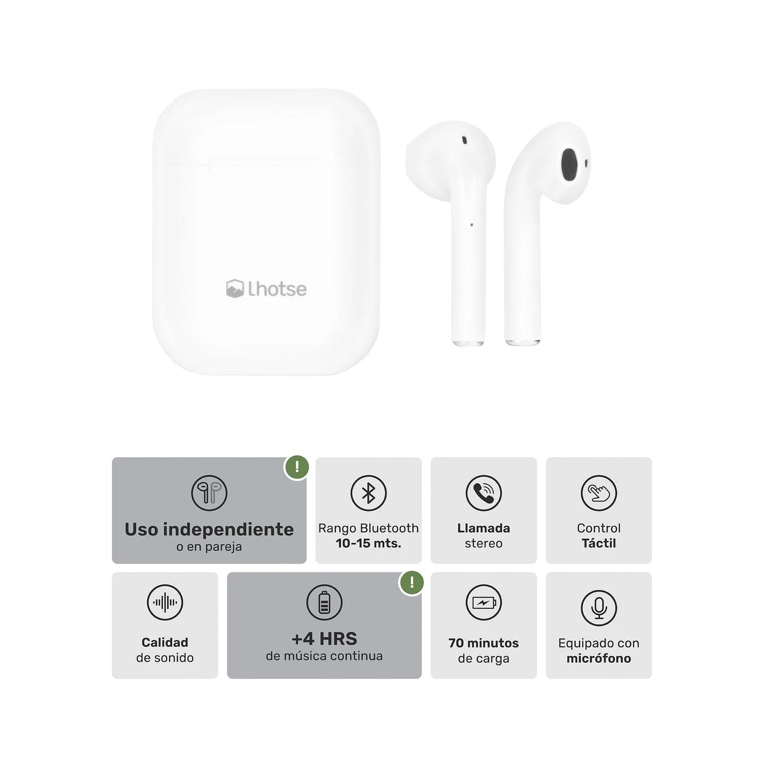 Audífonos Lhotse Bluetooth Inalámbrico Rm12 Blanco