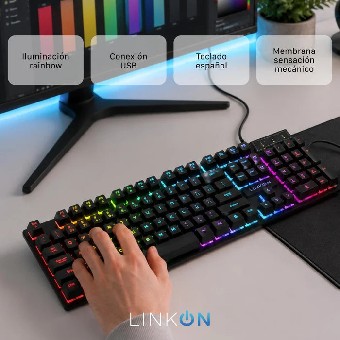 Kit Set Gamer Teclado Led + Mouse Inalambrico Usb Recargable