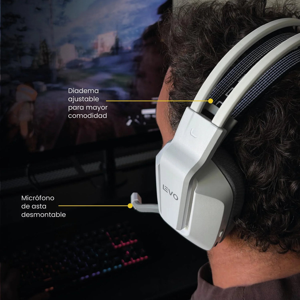 Audífono Gamer Inalámbrico Zenit Elite Bluetooth Rgb Bl Levo