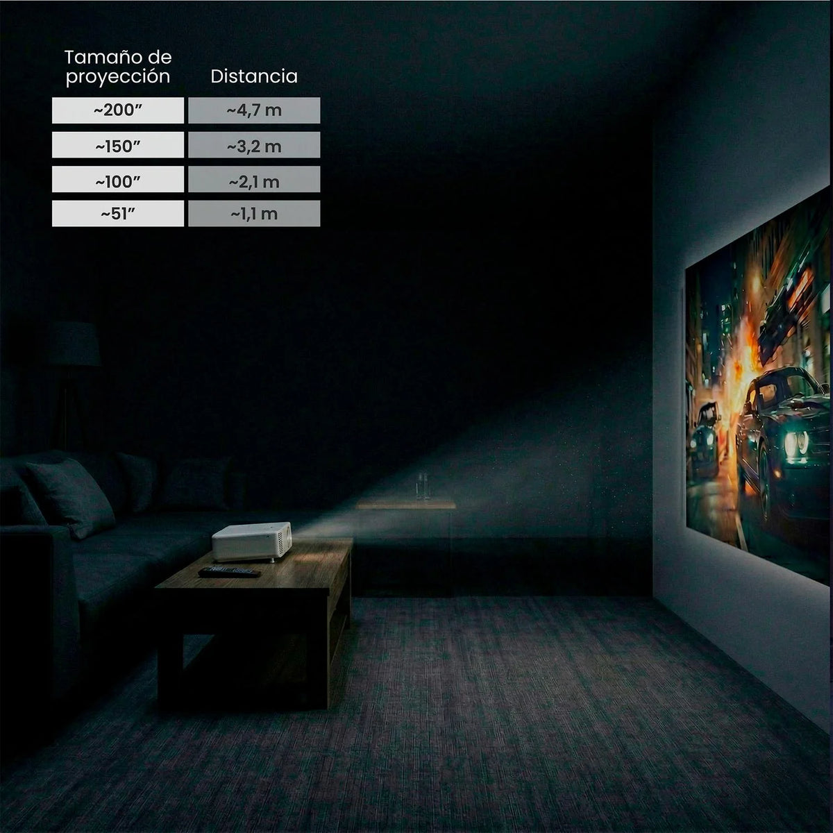 Proyector Portatil Smart Hexa 8000lm WiFi BT Android LEVO
