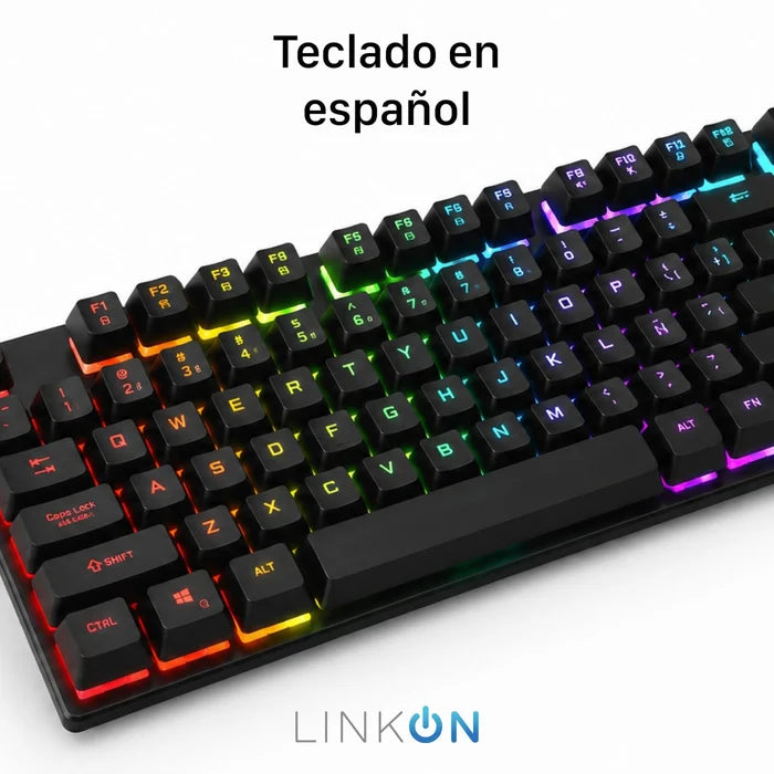 Kit Set Gamer Teclado Led + Mouse Inalambrico Usb Recargable