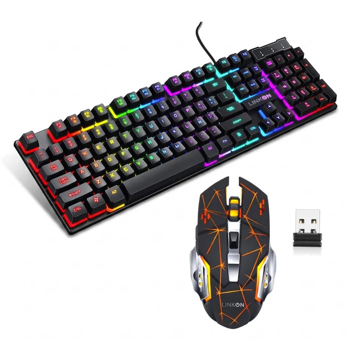 Kit Set Gamer Teclado Led + Mouse Inalambrico Usb Recargable
