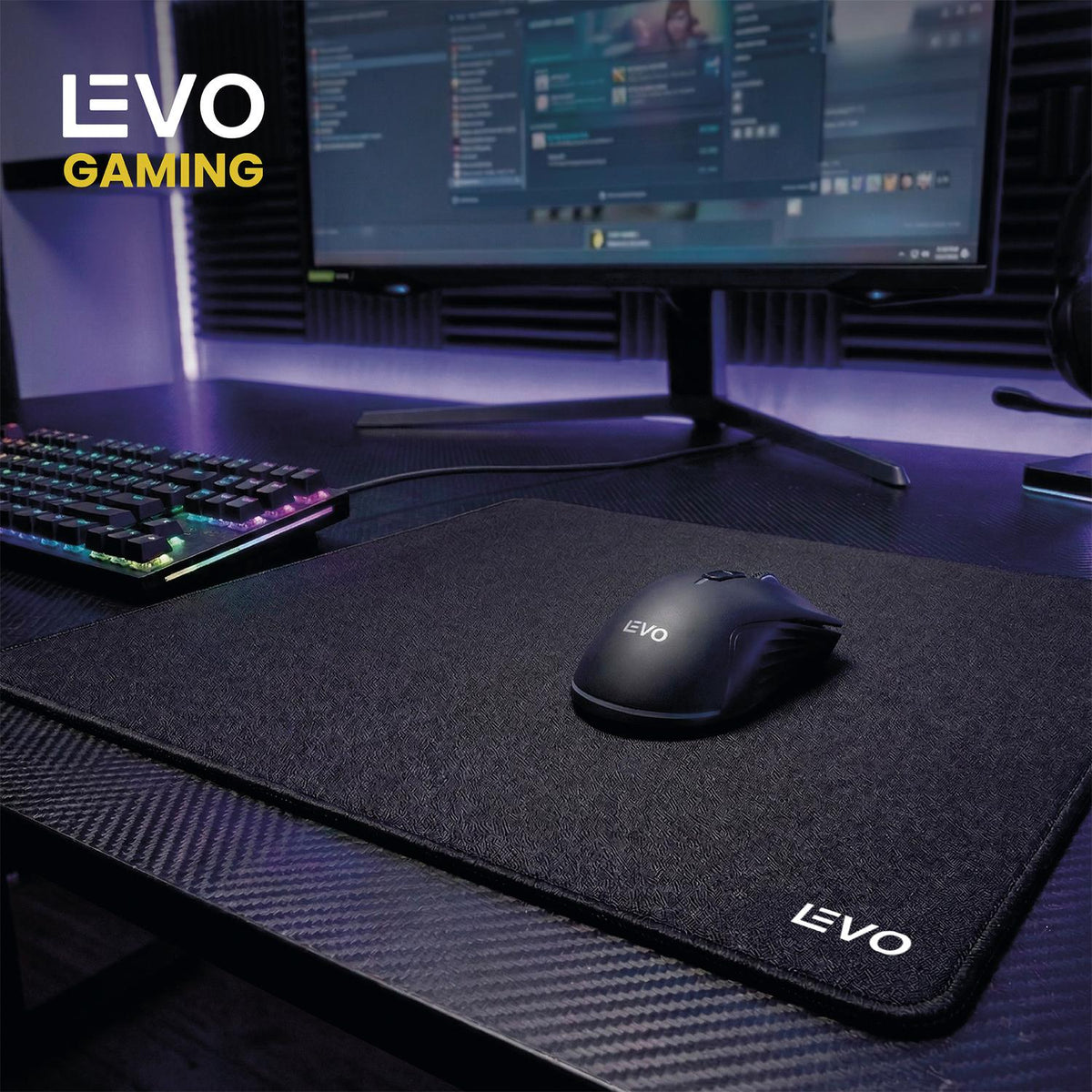 Mousepad Battlemat L 45x40 cm Antideslizante Negro LEVO