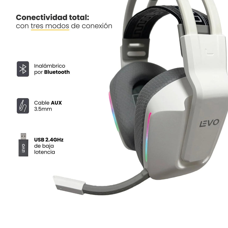 Audífono Gamer Inalámbrico Zenit Elite Bluetooth Rgb Bl Levo