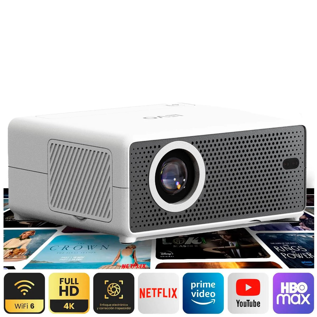 Proyector Portatil Smart Hexa 8000lm WiFi BT Android LEVO