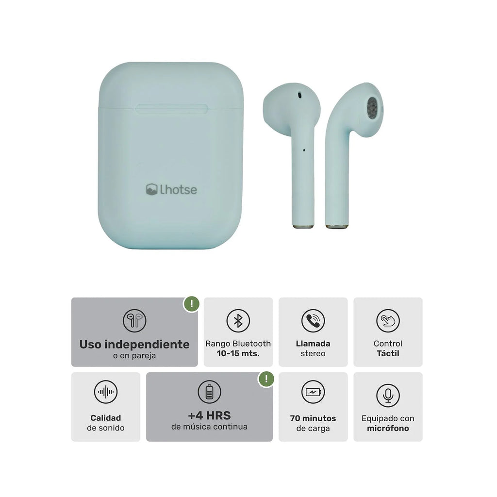 Audífonos Lhotse Bluetooth Inalámbrico Rm12 Celeste