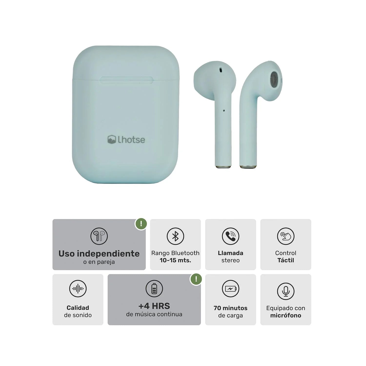Audífonos Lhotse Bluetooth Inalámbrico Rm12 Celeste