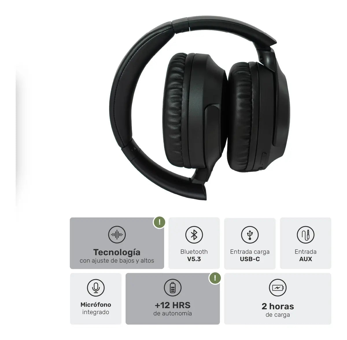 Audifonos Bluetooth Inalambricos Over Ear Wavepro Black Color Negro