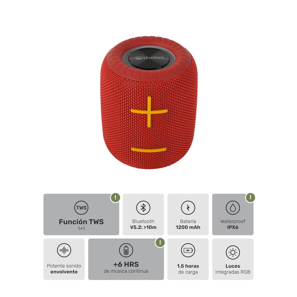 Parlante Portátil Inalámbrico Bluetooth TripGo+ Red