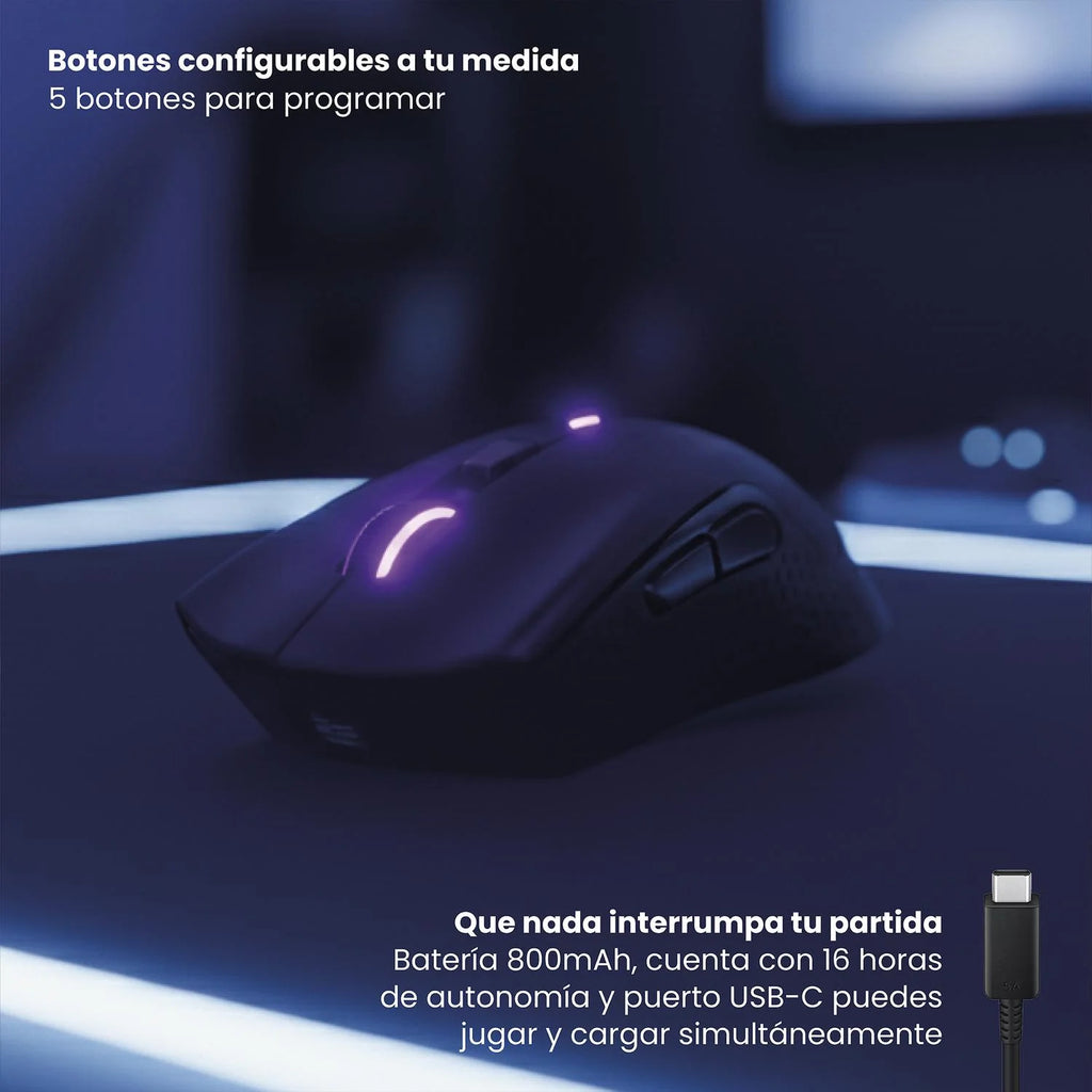 Mouse Gamer Inalambrico RGB NovaStrike Negro LEVO