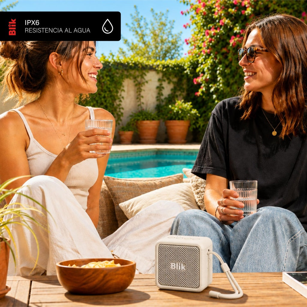 Parlante Bluetooth Portátil Blik BassGo 15W IPX6 19 Hrs Crema
