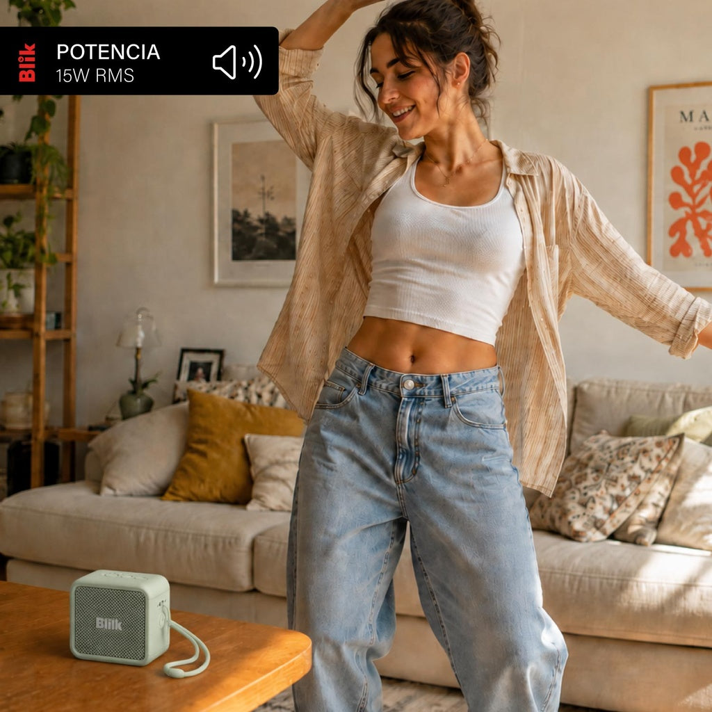 Parlante Bluetooth Portátil Blik BassGo 15W IPX6 19 Hrs Verde