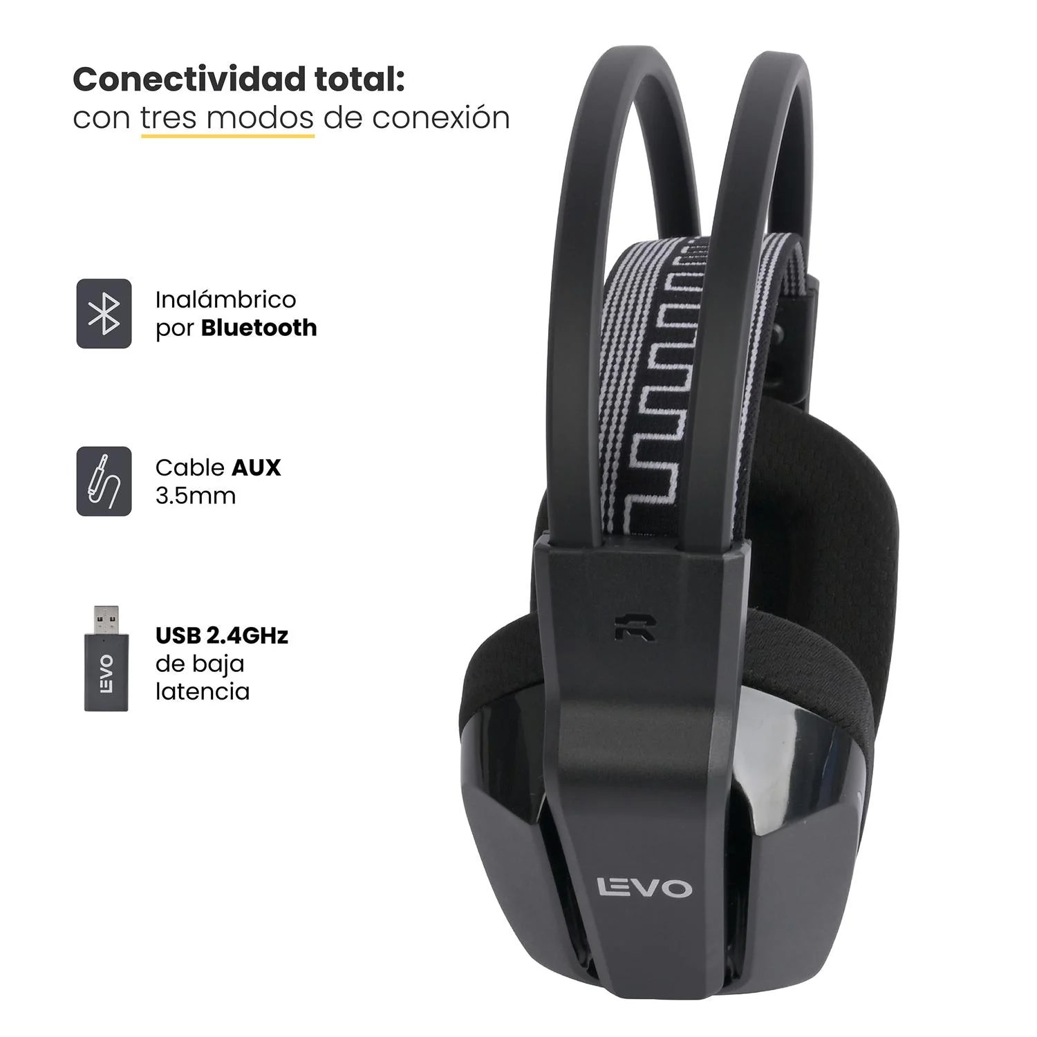 Audífono Gamer Inalámbrico Zenit Elite Bluetooth Rgb LEVO