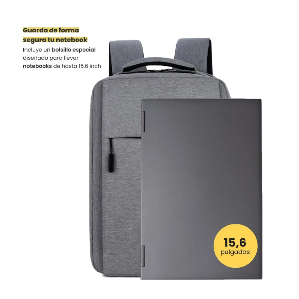 Mochila para Notebook con Puerto USB 15" Gris Levo
