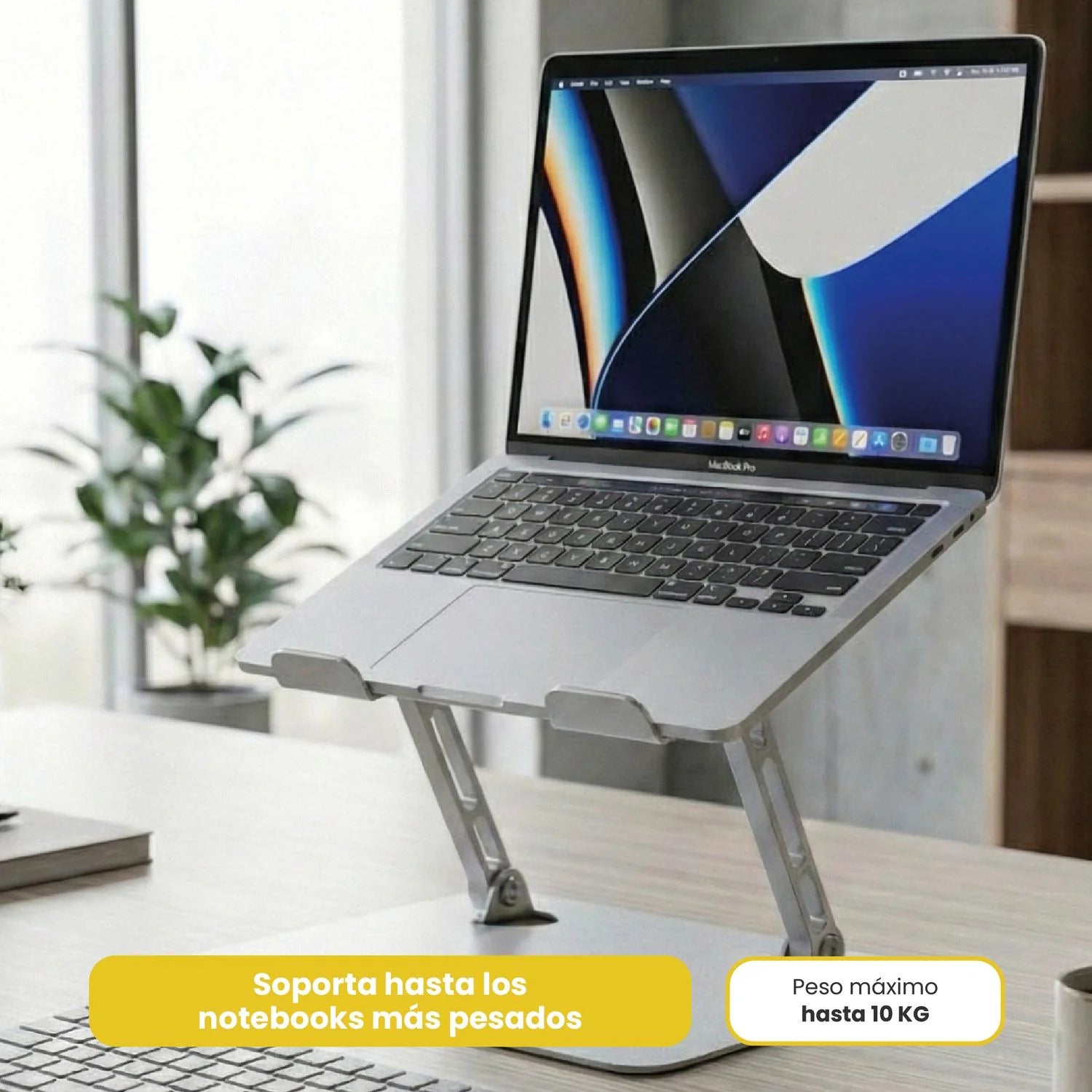 Soporte Base Alzador Notebook Plegable Ajustable Gris LEVO