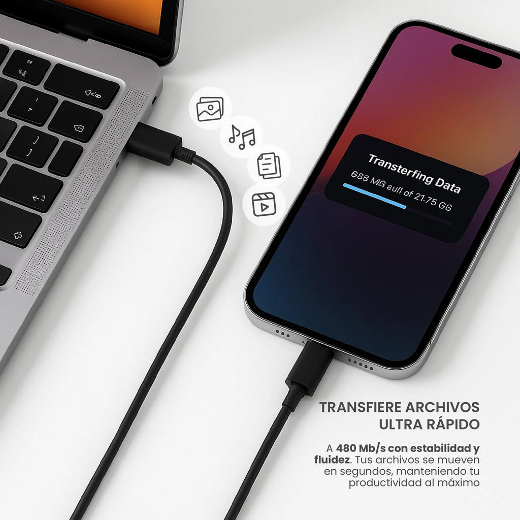 Cable De Carga Rápida USB-C 100W 5A 1Mt LEVO