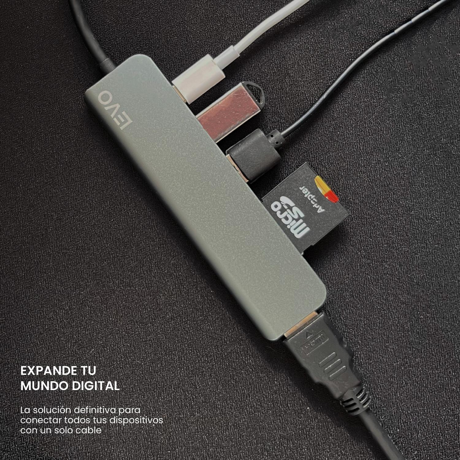 Hub USB-C Adaptador Multipuerto 6 en 1 Macbook Windows LEVO