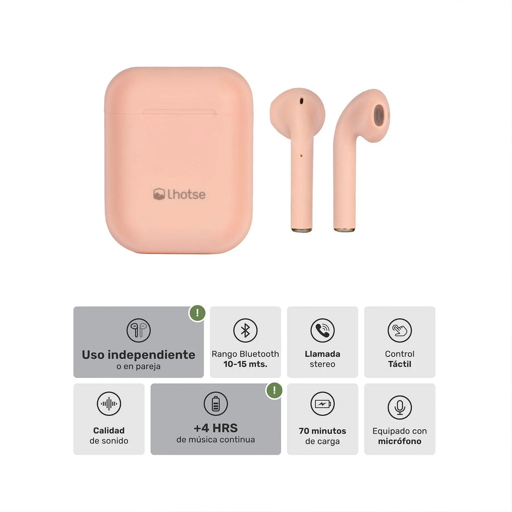 Audífonos Lhotse Bluetooth Inalámbrico Rm12 Rosado