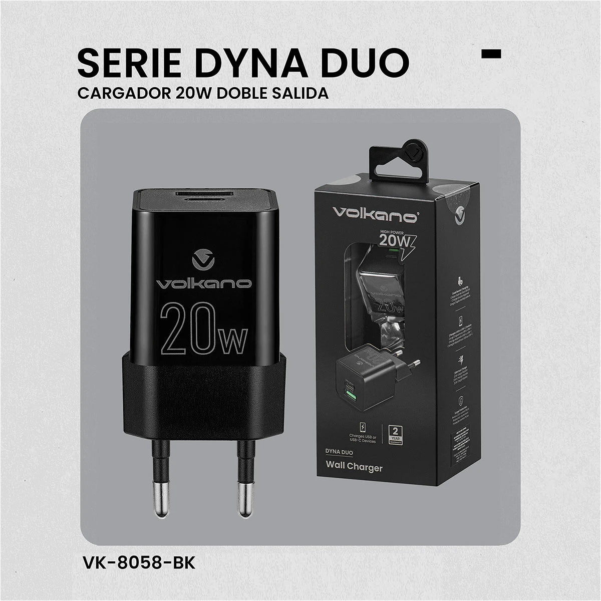 CARGADOR DE CELULAR 20W VOLKANO