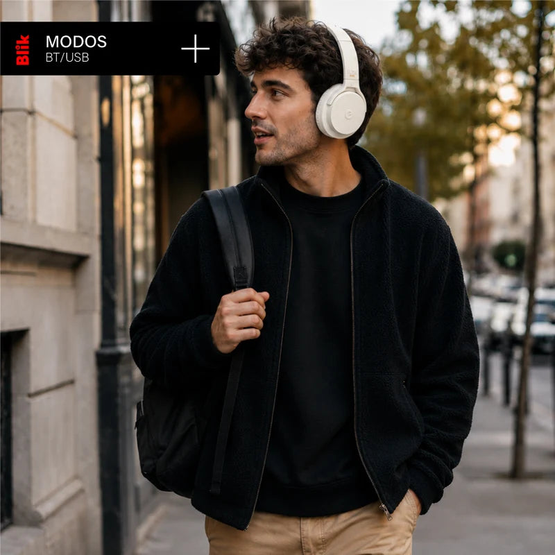 Audífonos Bluetooth Blik Neo Cancelación De Ruido 60H Crema