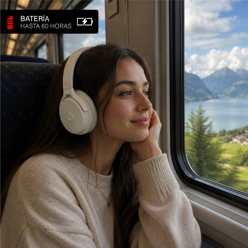 Audífonos Bluetooth Blik Neo Cancelación De Ruido 60H Crema