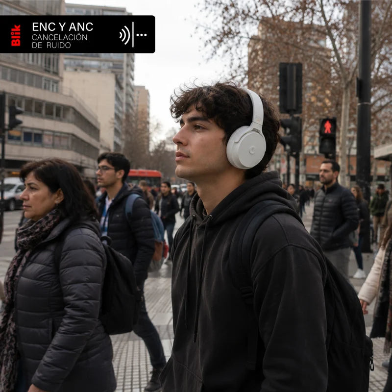 Audífonos Bluetooth Blik Neo Cancelación De Ruido 60H Crema