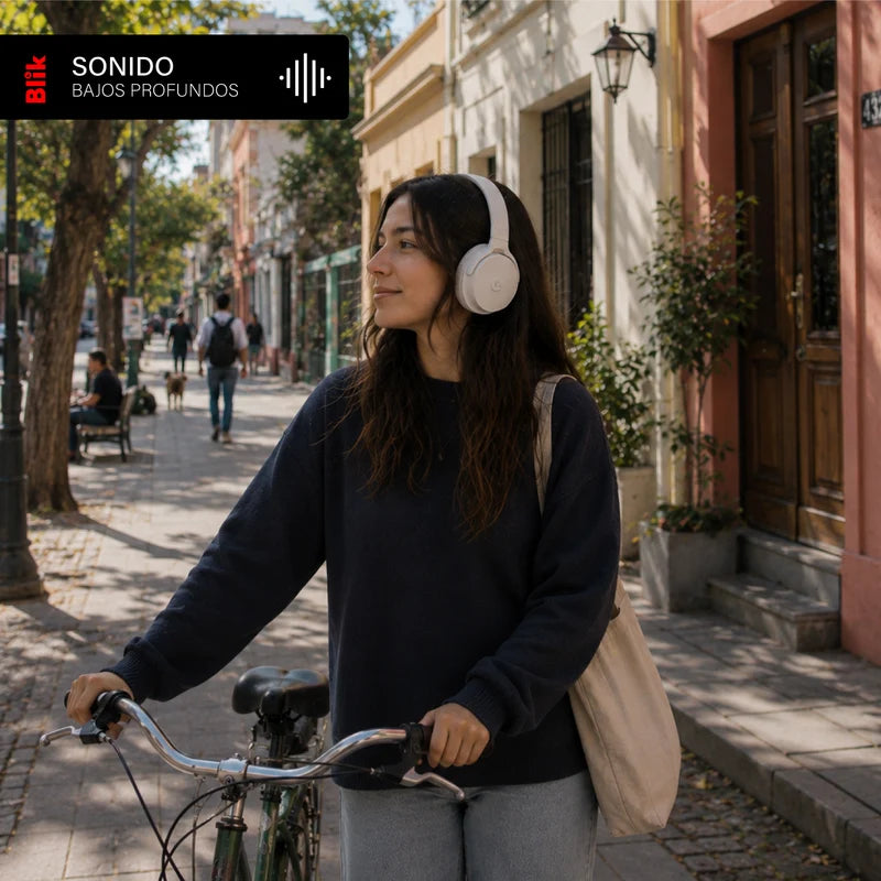 Audífonos Bluetooth Blik Neo Cancelación De Ruido 60H Crema