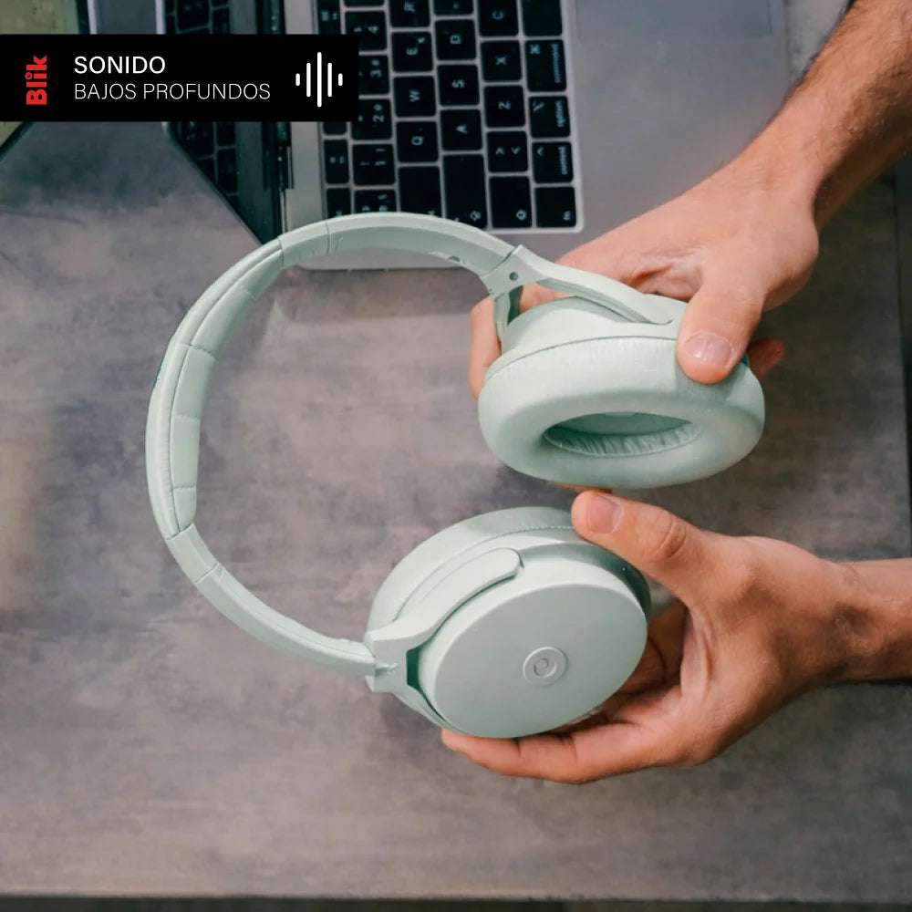 Audífonos Bluetooth Blik Neo Cancelación De Ruido 60H Verdes