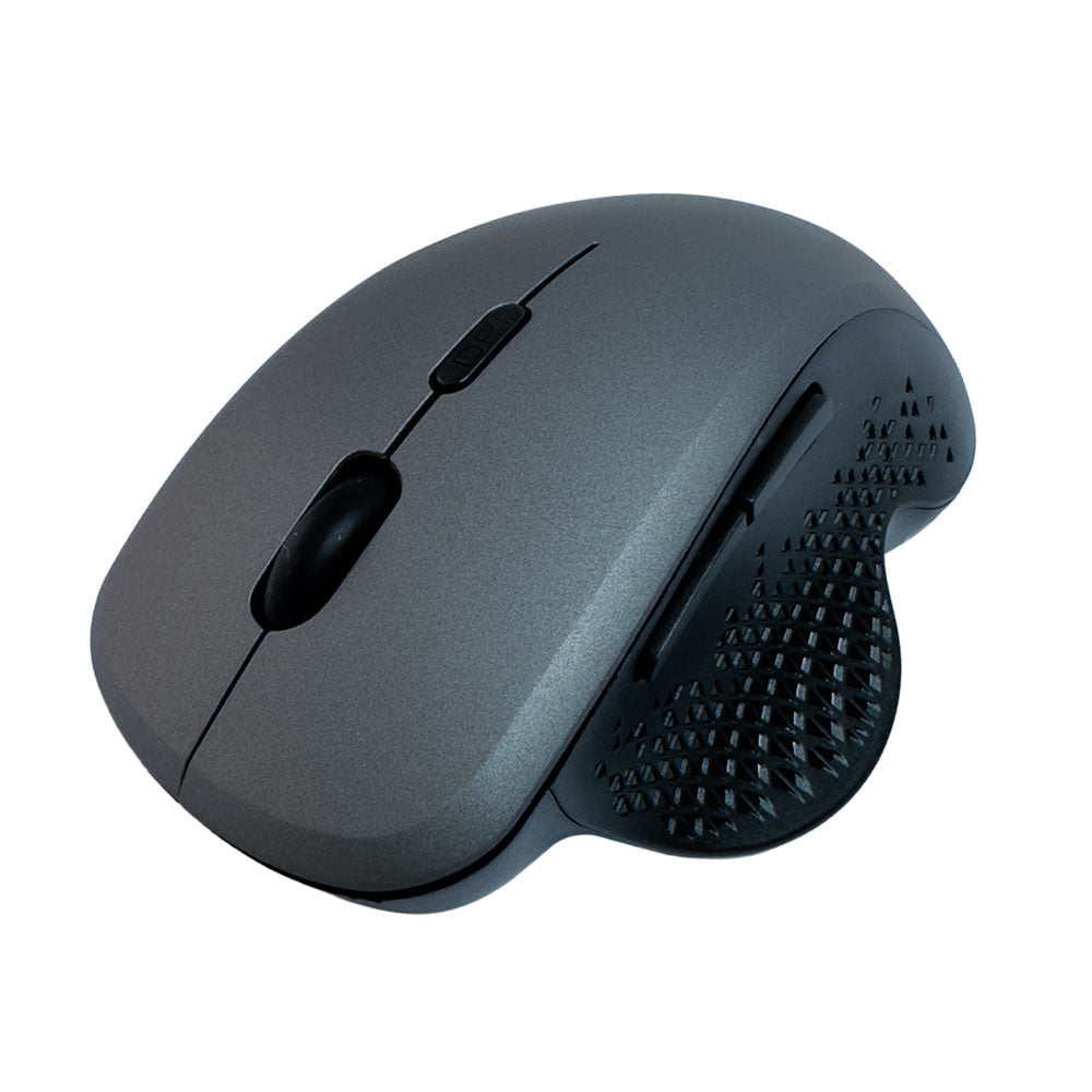 Mouse Ergonómico, Bluetooth + Wireless Recargable, Negro/Gris