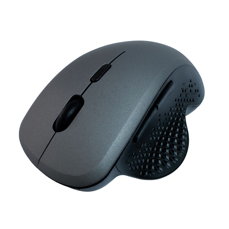 Mouse Ergonómico, Bluetooth + Wireless Recargable, Negro/Gris