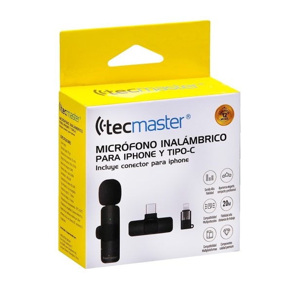 Micrófono Inalámbrico para Smartphones -  Iphone y Android  - Tecmaster