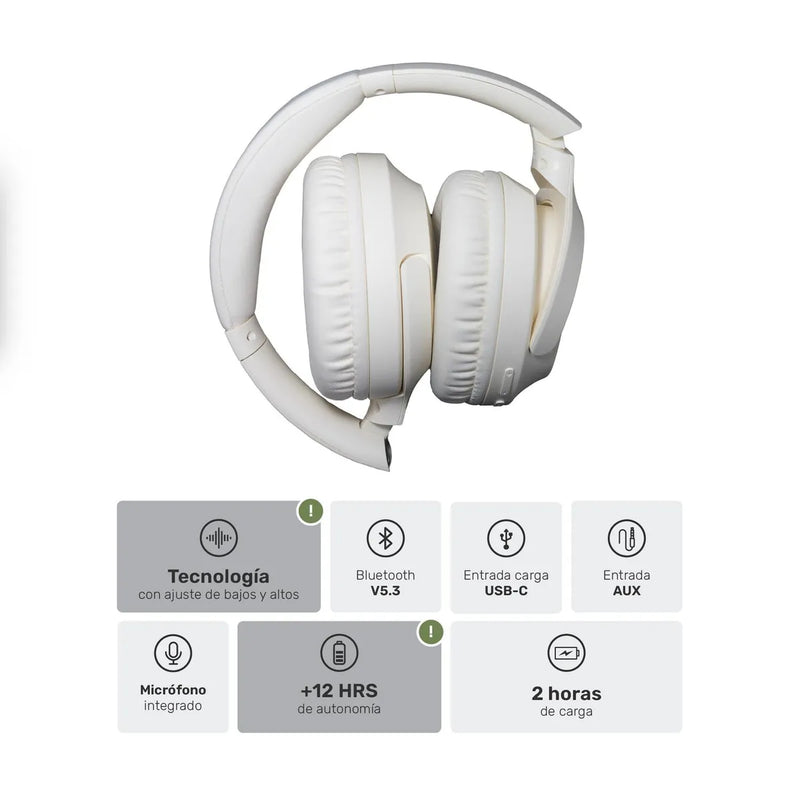 Audifonos Bluetooth Inalambricos Over Ear WavePro - Beige